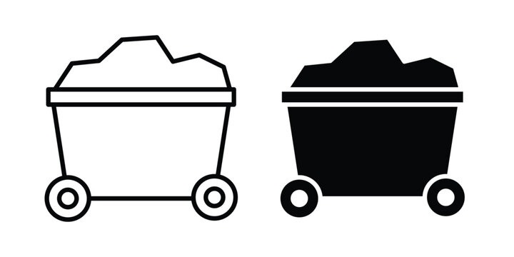 Trolley with coal icon editable stroke Line pack. Clipart icon set