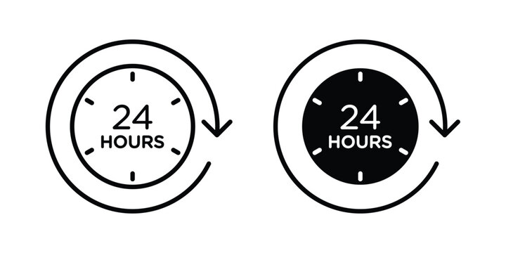 Twenty four hours icon editable stroke Line pack. Clipart icon set