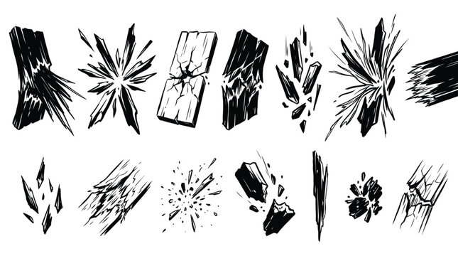 Various abstract black and white graphic illustrations are shown.