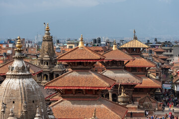 Fototapeta premium Patan Lalitpur, Nepal - April 17th 2015: Temples at Patan Durbar Square.