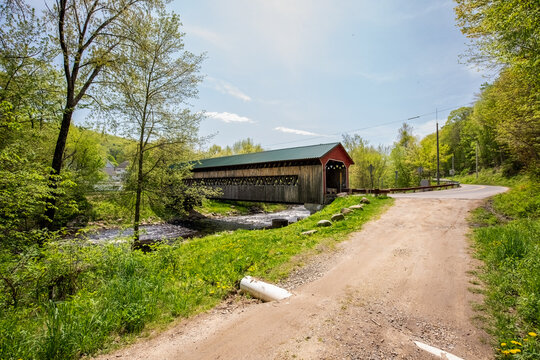 Gilbertville, Massachusettes, USA - May 18th 2018: The Ware Hardwick Covered Bridge.