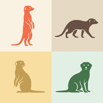 Colorful Meerkats in Different Poses.