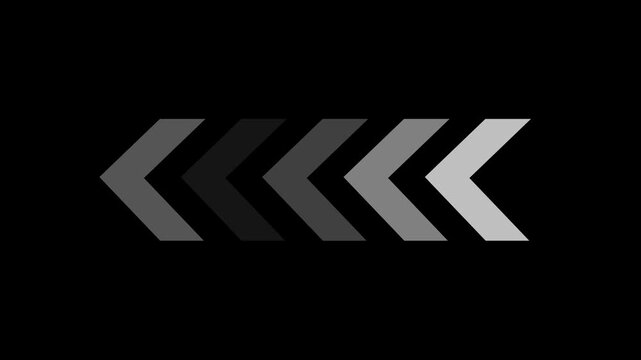 Left-directional arrow loop animation. Animated arrows for the overlay video layer. 4k animation. Direction concept, neon arrow icon, arrows indicates the left direction.