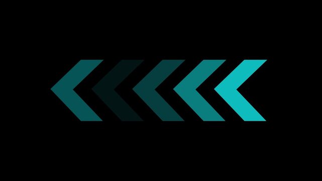Left-directional arrow loop animation. Animated arrows for the overlay video layer. 4k animation. Direction concept, neon arrow icon, arrows indicates the left direction.