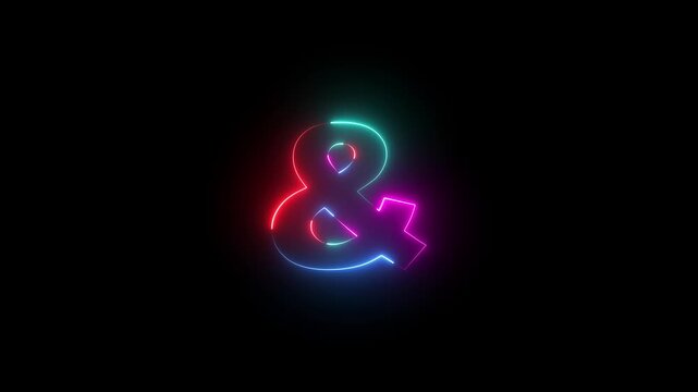 Glowing neon line and icon animation on black background. Indicate of double objects. 4k videos Neon alphabet concept