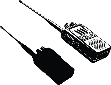 Two way radios communication devices black silhouette on a white background