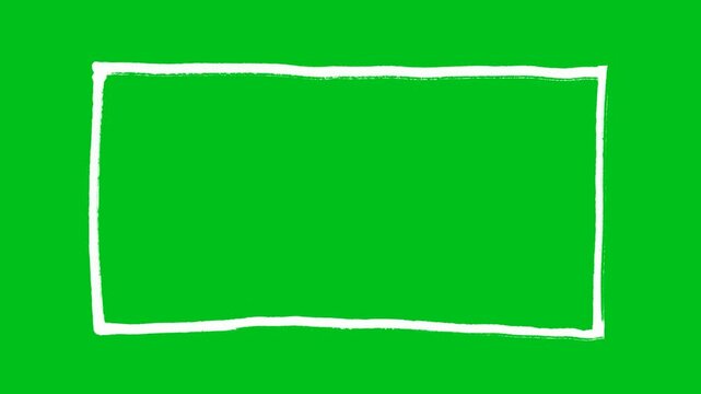 Hand-Drawn White Ink Marker Rectangle Frame Loop Animation on Transparent Background, Border Sketch Doodle Motion Graphic Overlay Video Template for Text Box Quote Title Subtitle Loop
