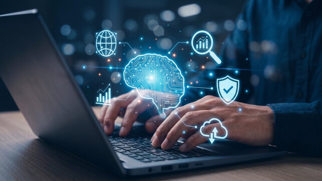 ai powered workflow automation interface displaying gears and growth charts for enhancing enterprise productivity and managing intelligent business processes with real time operational efficiency 