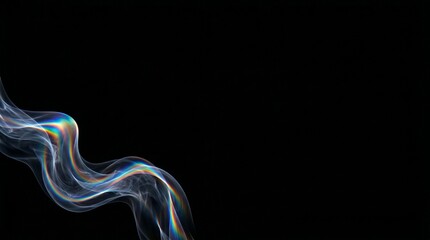 Obraz premium Premium B2B website background: clean black layout with a sophisticated flowing iridescent light graphic.