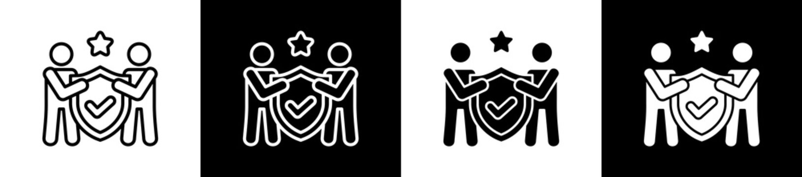 Integrity Icon In Outline And Glyph Styles With Black And White Variations