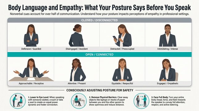 Workplace empathy graphic on healthy anger management with thermometer gauge and eight strategy cards