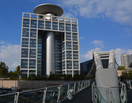 TEL AVIV ISRAEL: Matcal Tower is high-rise building at Camp Rabin military base in the HaKirya quarter of Tel Aviv, Israel. It houses the headquarters of the Israel Ministry of Defense 