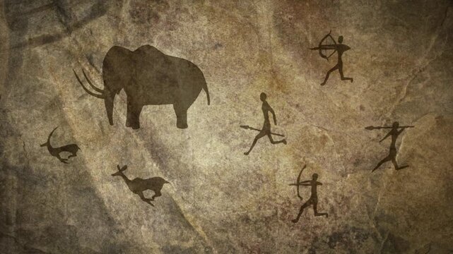 Caveman Rock Painting Animation on Motion Graphics Animation.