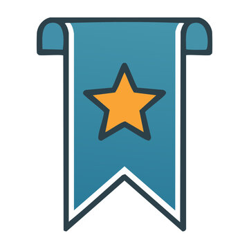 Blue bookmark ribbon with orange star icon