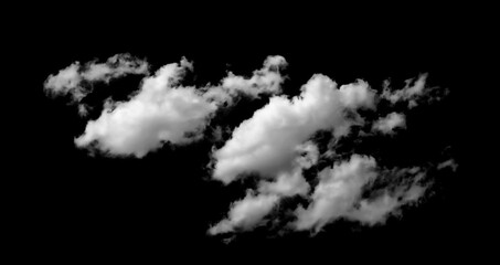Obraz premium abstract white fluffy cloud isolated on a black background. design use cloud transparent in nature, blending with smoke in the sky, floating softly with a light texture