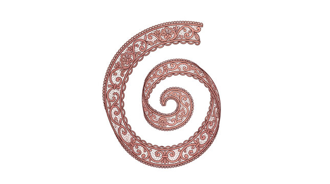 Ornate Rose Gold Spiral Lace Swirl with Floral Pattern