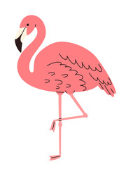 Fototapeta premium A cute pink flamingo. Perfect for children's books, stickers, and tropical branding.