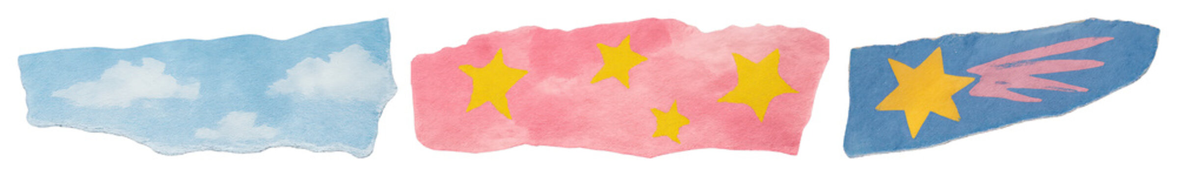 PNG Whimsical torn paper designs on transparent background