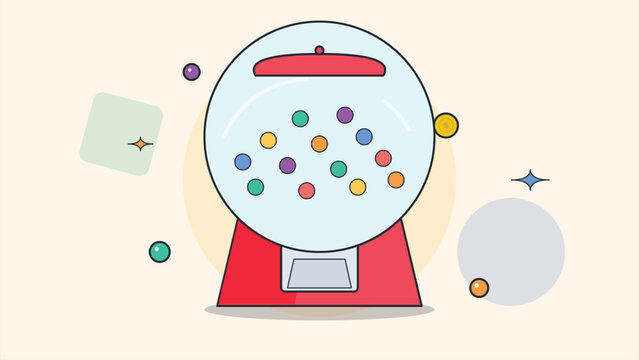 Gumball machine colorful flat design graphic for playful branding use