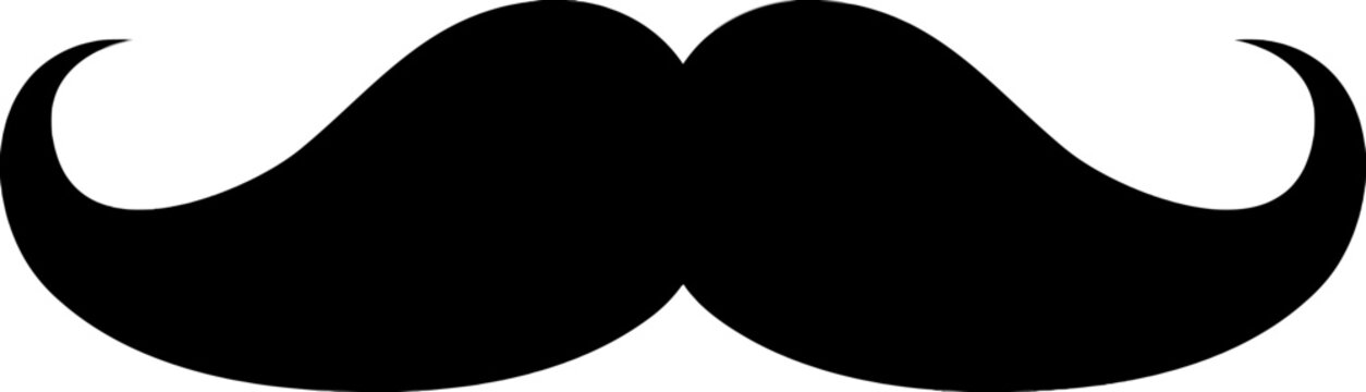 Black mustache silhouette on white background, retro style