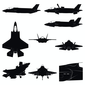 F-35 Lightning II Stealth Fighter Technical Silhouette Views