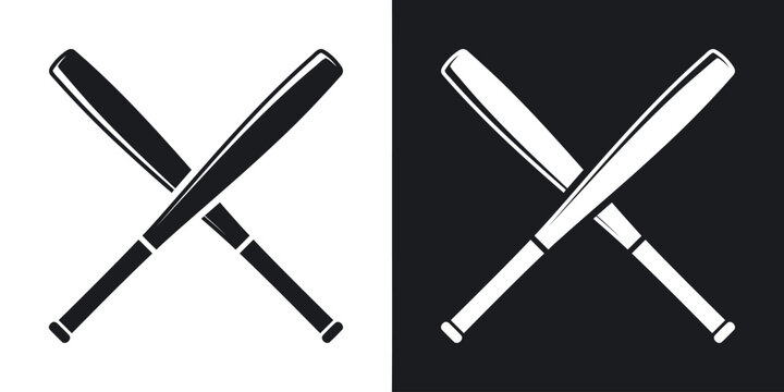 Baseball Bats Crossed Icon, Sport Symbol