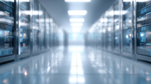 Data center server room interior view