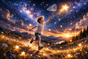 Fototapeta premium Dream, childhood, inspiration and motivation