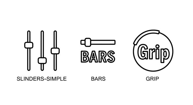 Slider bars grip control interface icons with interface adjustment settings minimalist collection navigation manipulation features elements interactive platform experience position