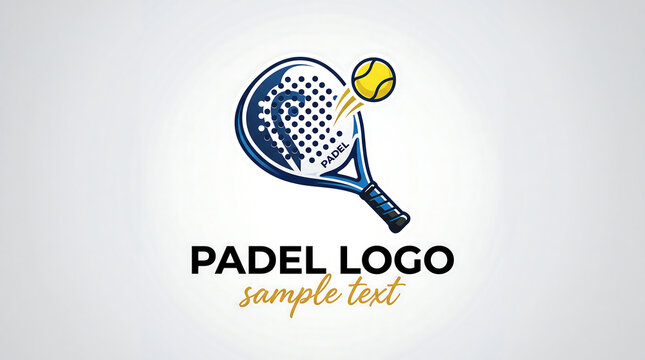 Modern paddle tennis logo design featuring yellow ball and racket with clean minimalist style and sporty branding