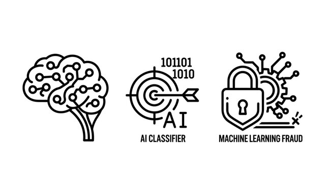 Artificial intelligence concepts including brain AI classifier and machine learning fraud detection with intelligence learning classifier detection security technology algorithm protection