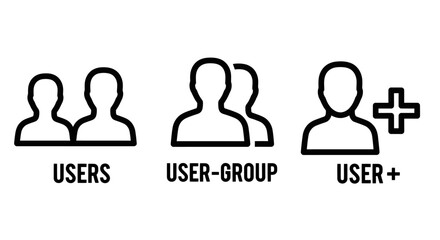 Fototapeta premium Set of minimalist user profile and group network interaction interface icons with interface connection management community communication identity settings graphics dashboard multiple
