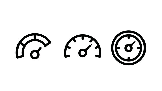 Set of measurement gauges and speedometer icons for performance tracking with speedometer performance measurement indicator dashboard acceleration analysis analytics assessment efficiency