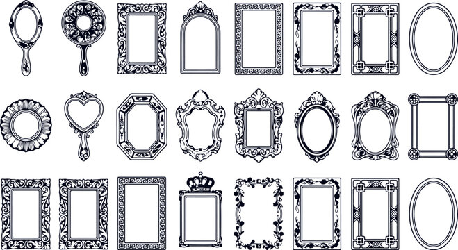 Vintage ornate frames mirrors ornate hand mirrors decorative antique borders and ornate rococo photo frames.