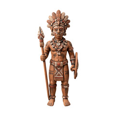 Obraz premium Detailed Tribal Warrior Sculpture with Spear and Shield