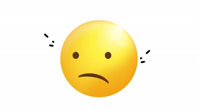 Yellow emoji with a sad expression in flat graphic style. Ideal for websites, social media, presentations, and digital communication designs.