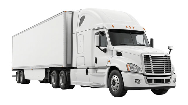 Heavy duty commercial semi truck vehicle for logistics and transportation industry isolated on plain base.