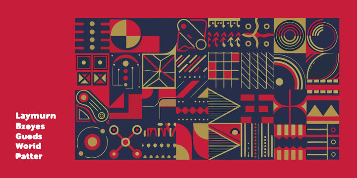 geometric pattern on red background shapes design