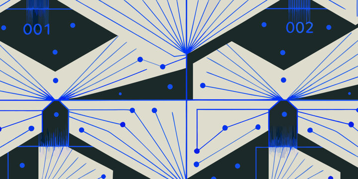 retro futuristic circuit pattern blue black geometric