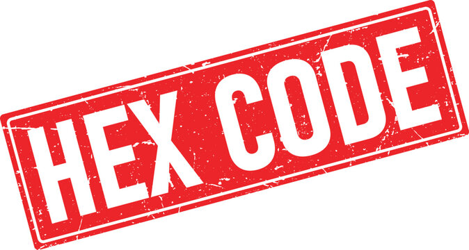 Red grunge rubber stamp impression with the text Hex Code in white, isolated on a white background