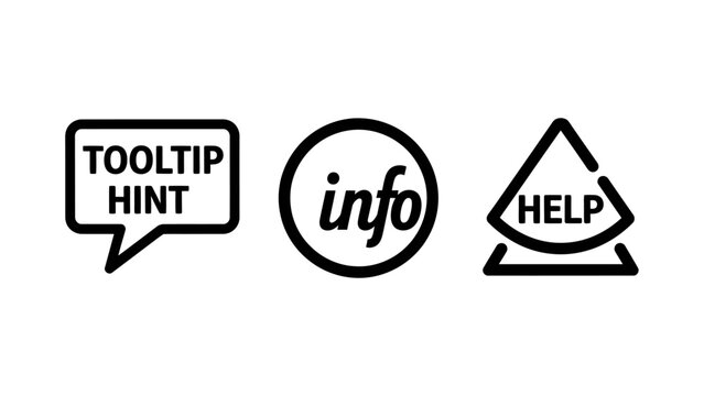 Help and information icon set for user interface and support system with web design navigation menu information interface assistance customer technical question minimalist navigation