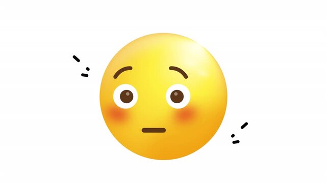 Flushed emoji with nervous wide eyes, blank mouth, yellow circle, and simple expressionless features suitable for social media, design projects.