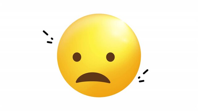Yellow emoji face icon suitable for presentations, social media, websites to depict confusion, worry, or sadness emotions in a simple graphic.