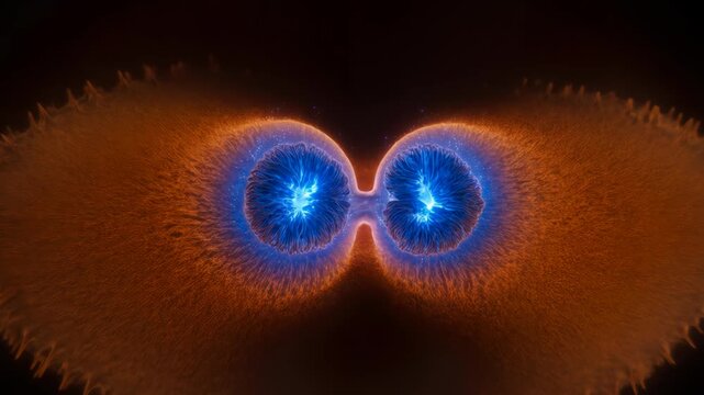 3D Cell Division Animation Glowing Orange Cells Scientific Visualization Medical Stock Footage