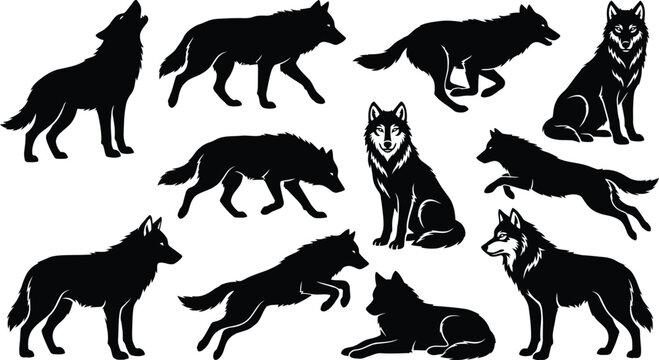 Wolf Silhouette Vector Pack