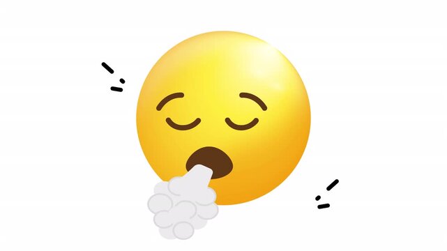Yellow emoji face showing exhaustion, relief, and calm. Suitable for depicting tiredness, stress relief, calming down, or expressing exhaustion visually.
