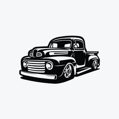 Classic Vintage Slammed Pickup Truck Vector Icon Isolated © Rajadigital Desain