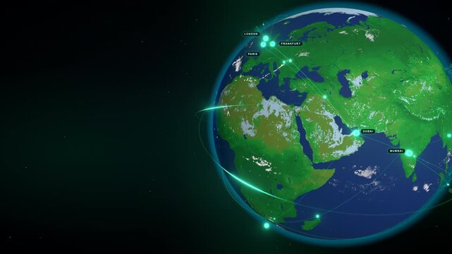 Cinematic view of Continental Bridge: Dynamic network sweep across the Atlantic data corridors.