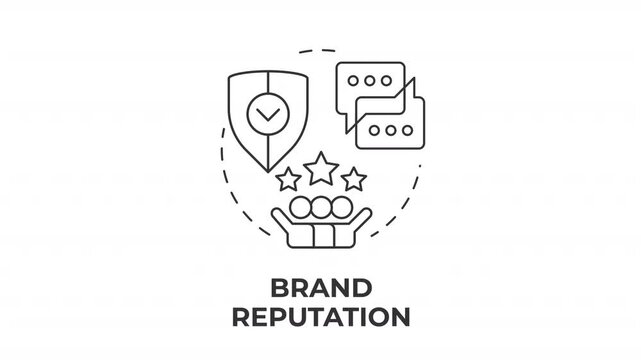 Brand reputation line concept icon animation. Organic customer loyalty. Community trust. Marketplace credibility metrics. Animated outline round motion graphic. Minimal HD video with alpha channel