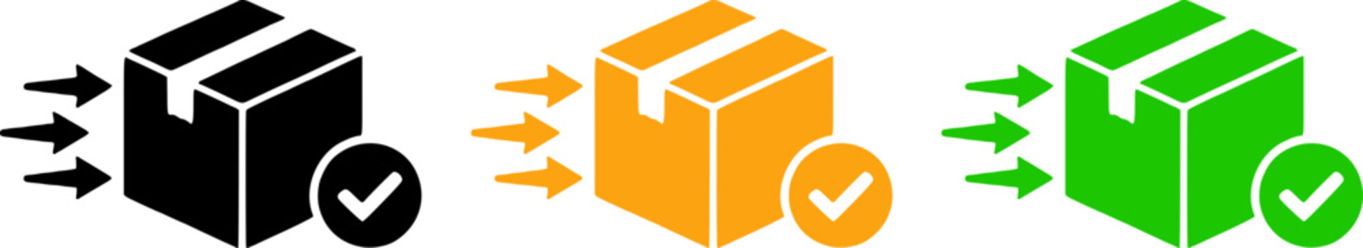 A colorful illustration depicting a package's delivery process, from black to green, symbolizing progress and efficiency in shipping and logistics with arrows indicating movement.